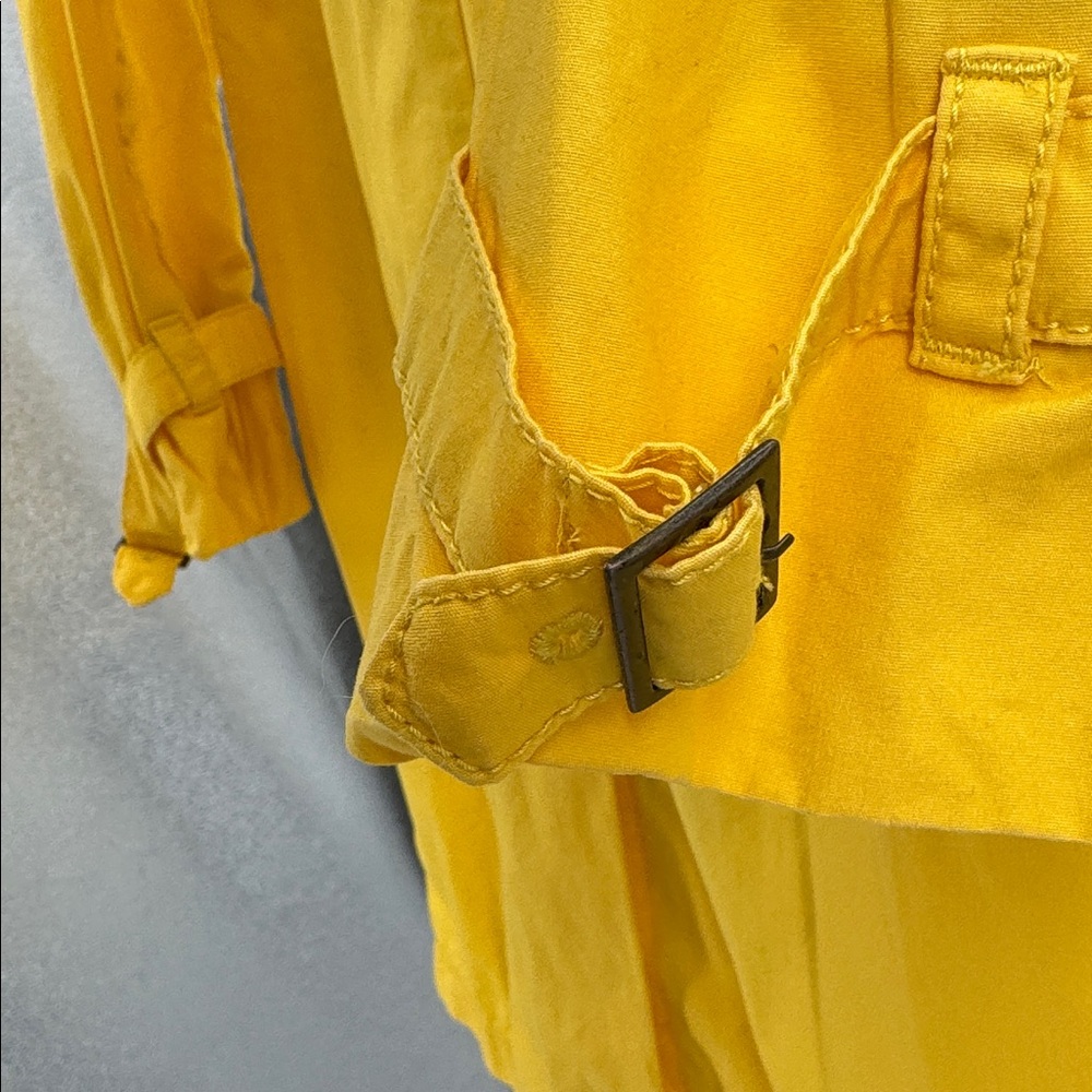 GAP Women's Bright Yellow cotton lightweight peacoat Raincoat L double breast - Picture 6 of 12